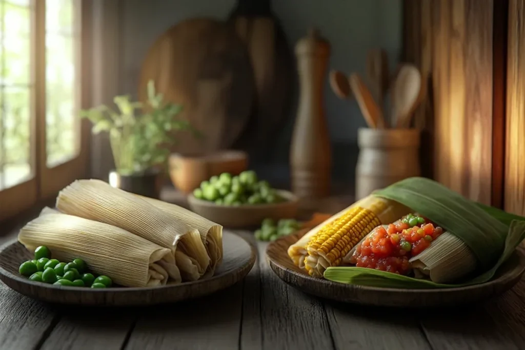 Serving styles for tamales in Mexico and Colombia