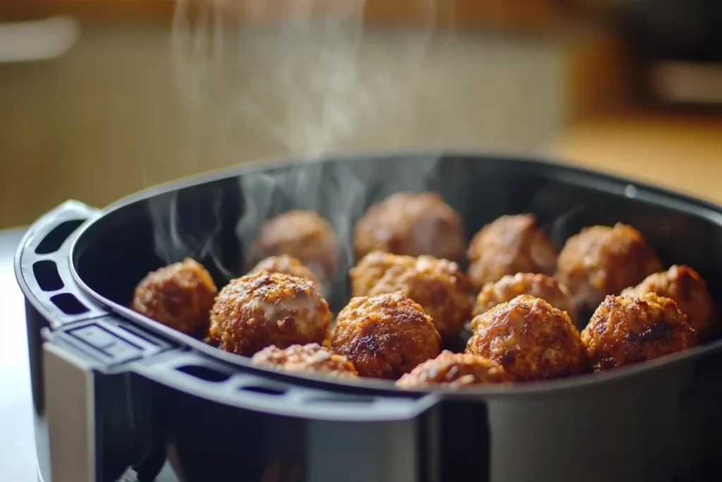 Air fryer meatballs cooked perfectly