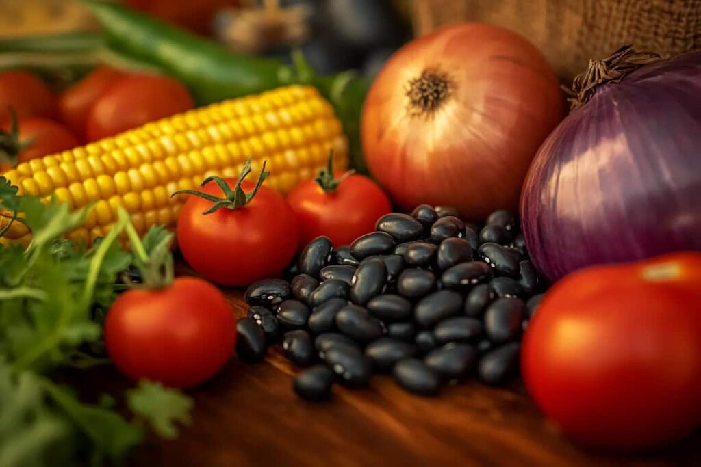 Blackhawk black beans in a fresh vegetable salad.