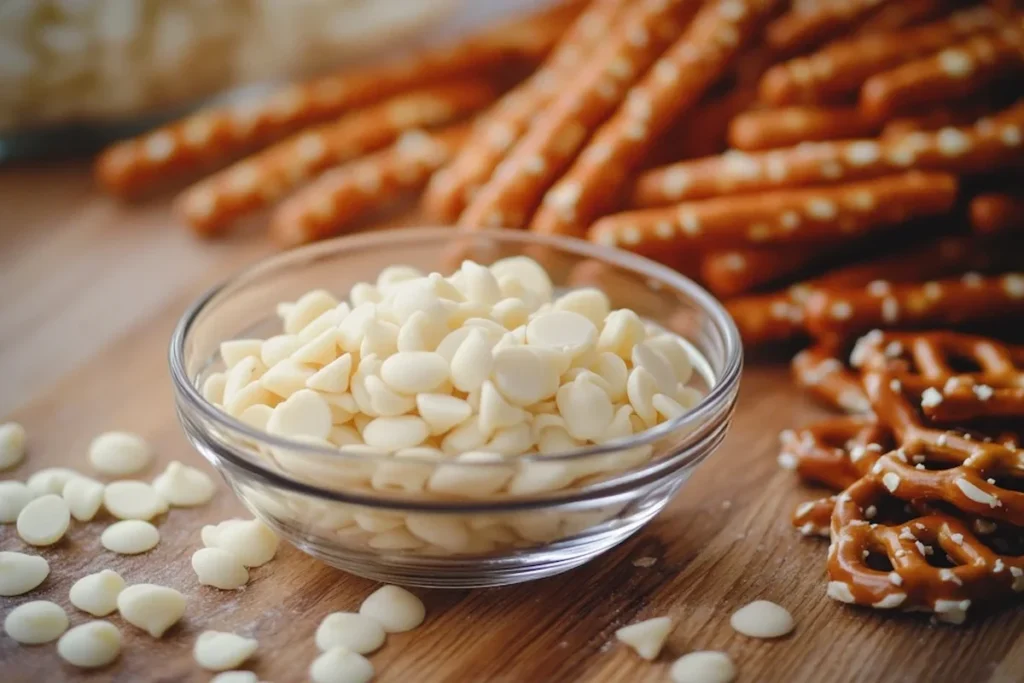 White chocolate and pretzel ingredients