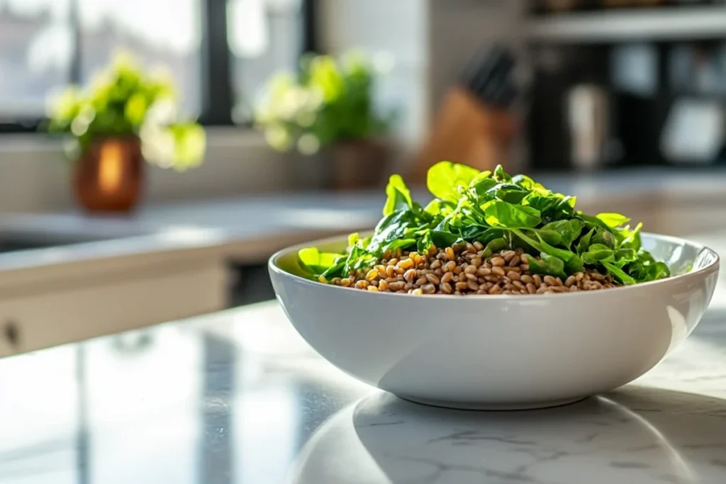 Cooked wheatberries ready to eat