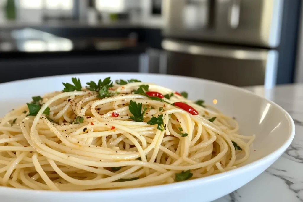 Garlic infused olive oil pasta