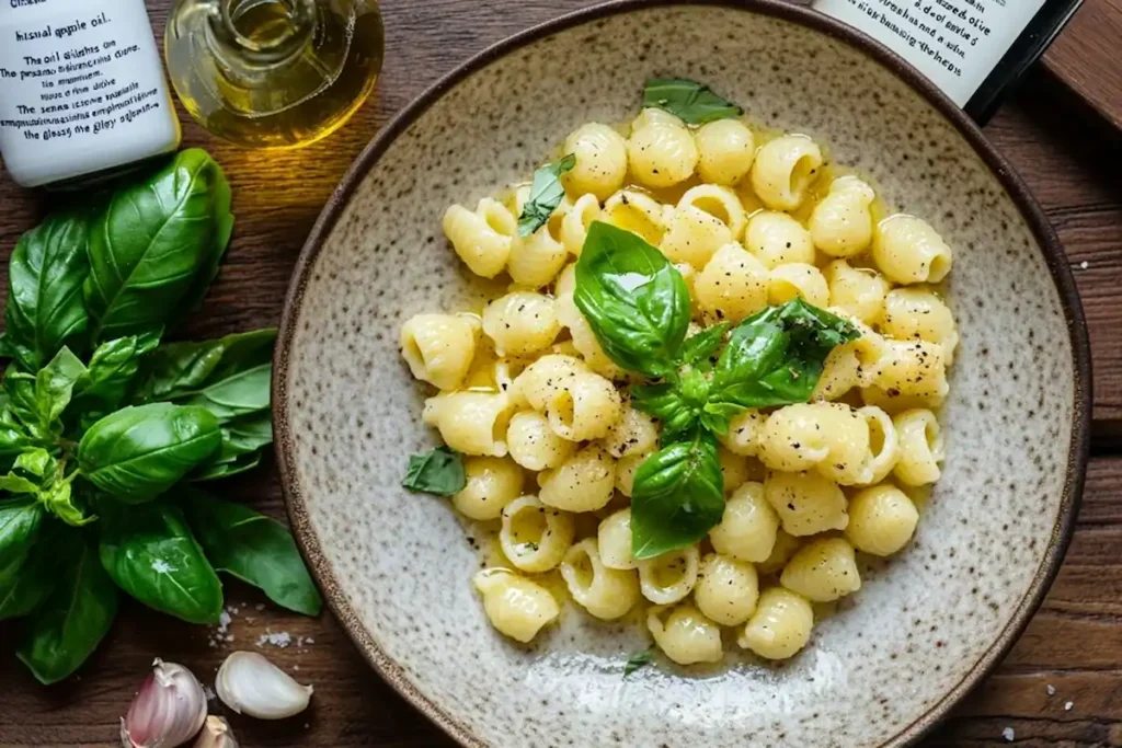 Garlic-infused olive oil pasta