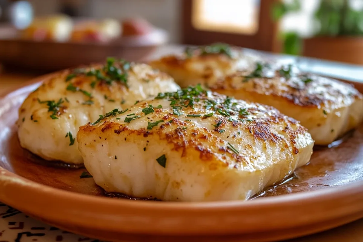 Halibut cheeks cooking process