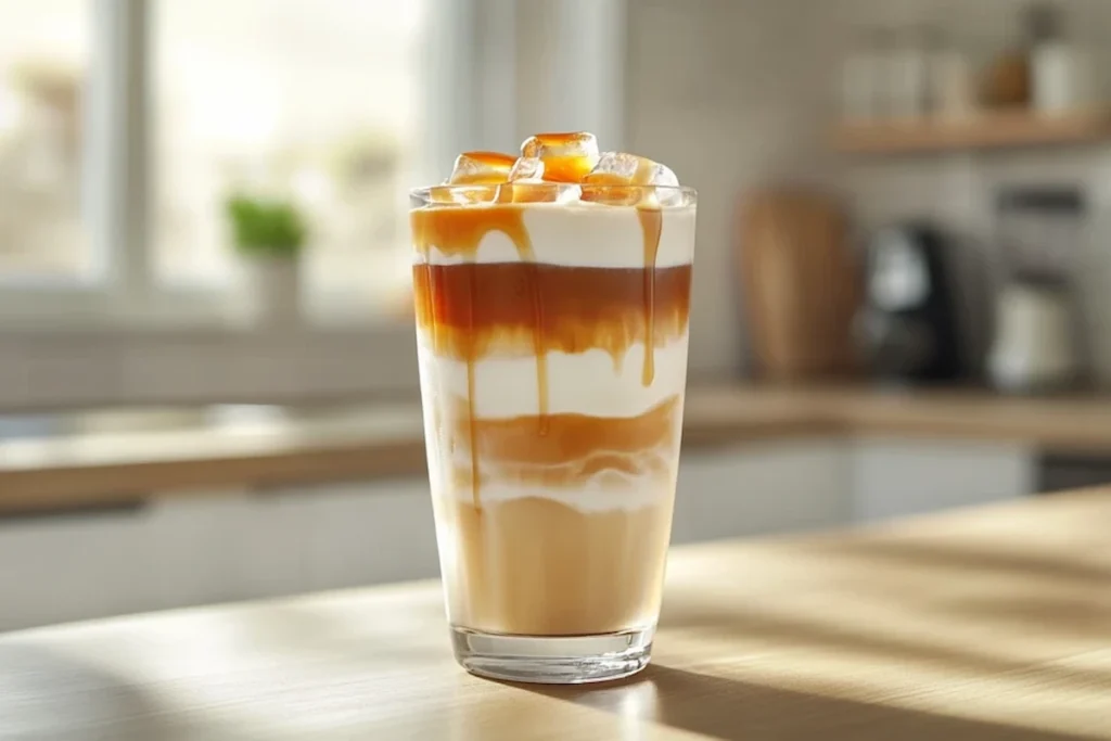 Iced breve milk coffee drink