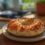 Onion bagel on a plate