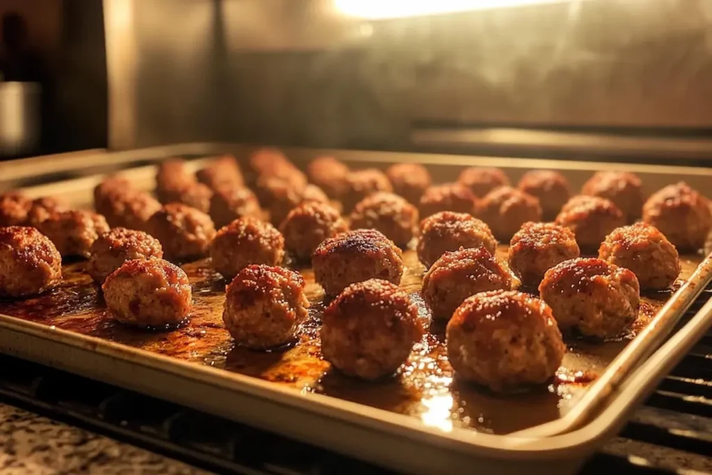 Oven-baked frozen meatballs