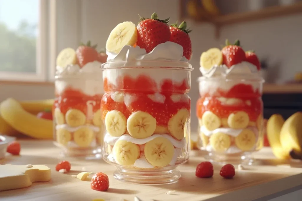 Serving strawberry banana pudding