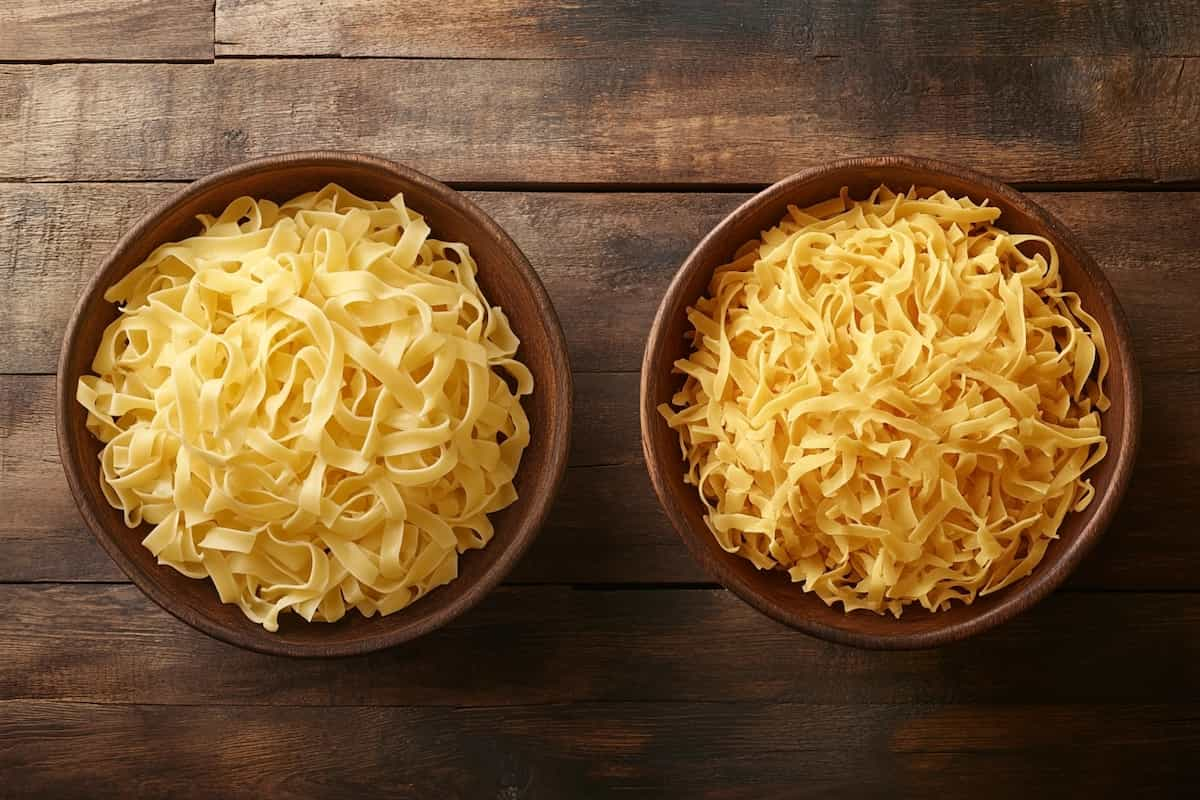 Tagliatelle and taglierini pasta comparison