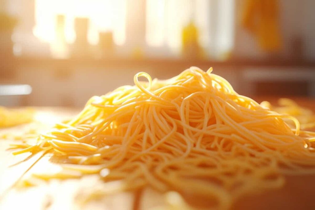 Thin taglierini pasta strands