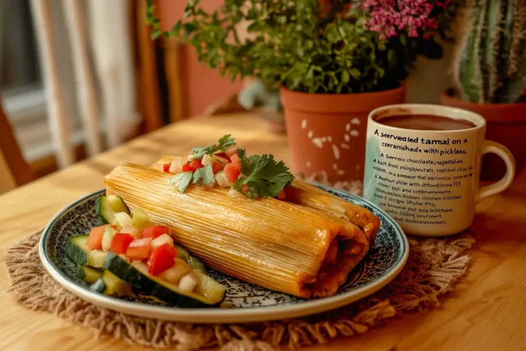 Preparing the tamal on a table with traditional fillings.