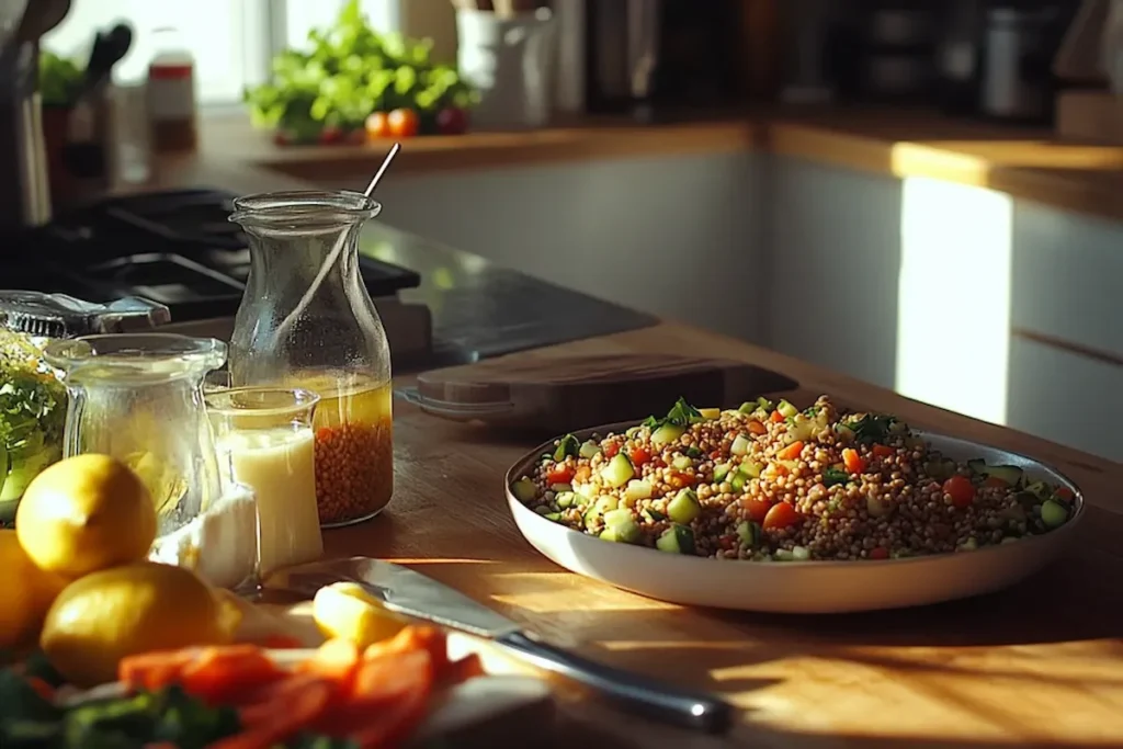 Preparing a wheatberry salad