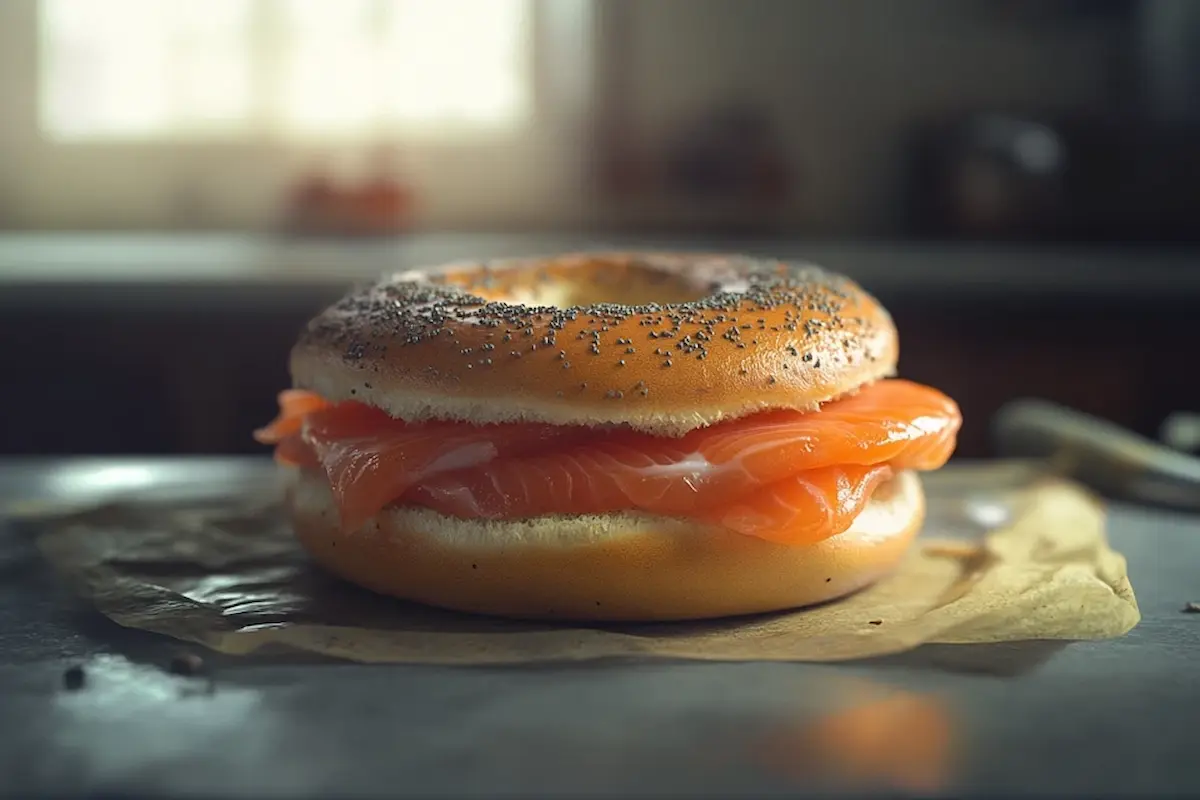 Lox bagel with fresh toppings